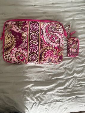 Vera Bradley Pink Paisley Quilted Travel Case and Wristlet wallet.